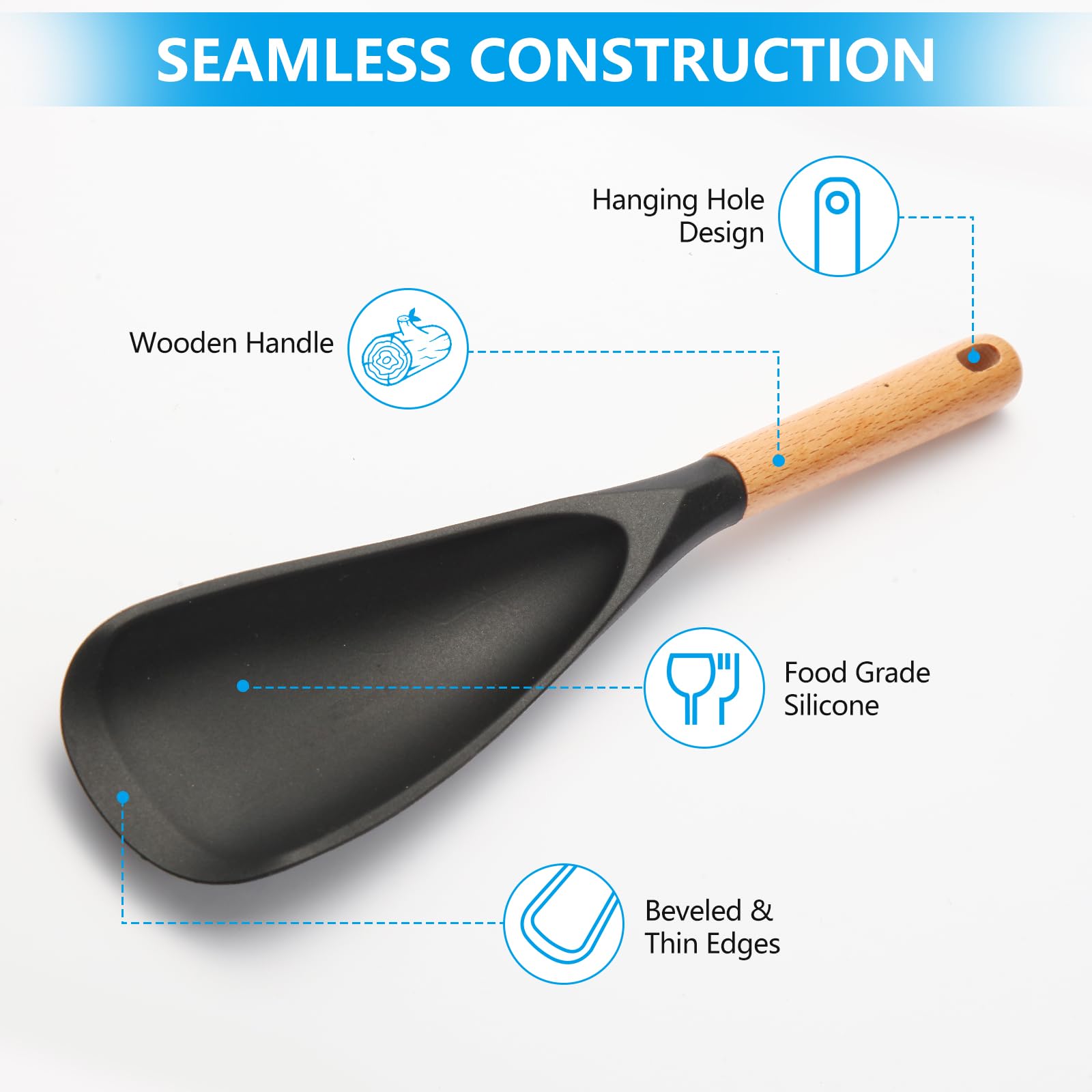 Kunovo easy-clean silicone spoon resists grease for quick dish rinsing