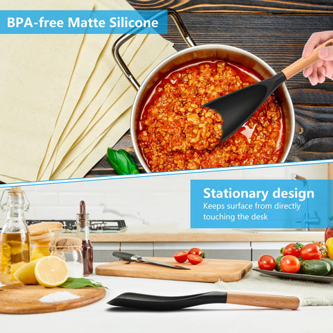 Kunovo heat-resistant silicone spoon safe on nonstick cookware during baking