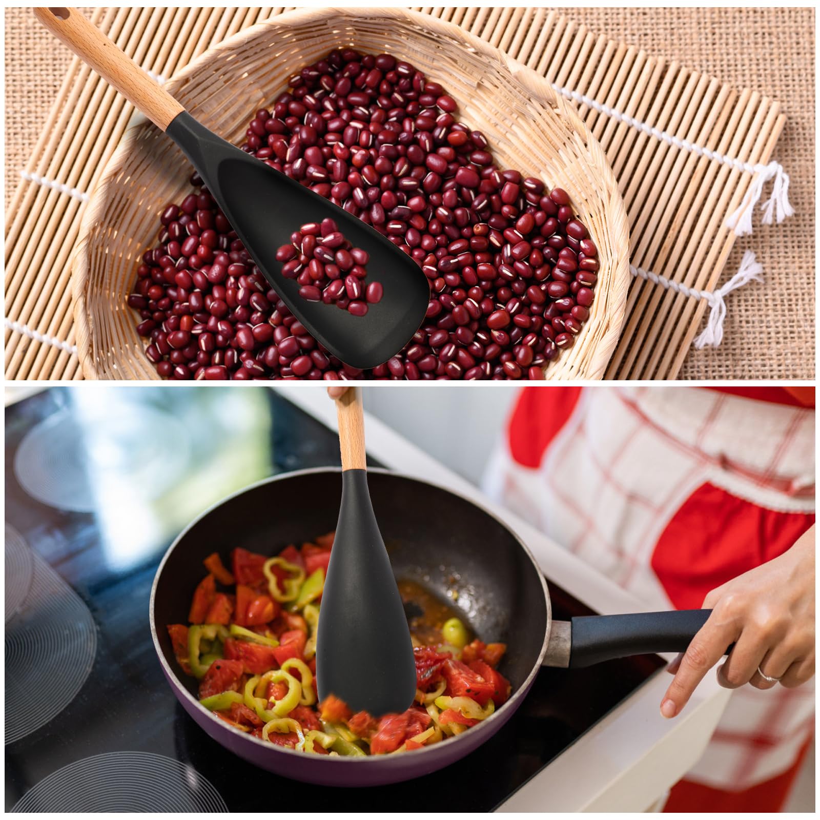 Kunovo wooden-handle kitchen spoon offers comfortable non-slip grip