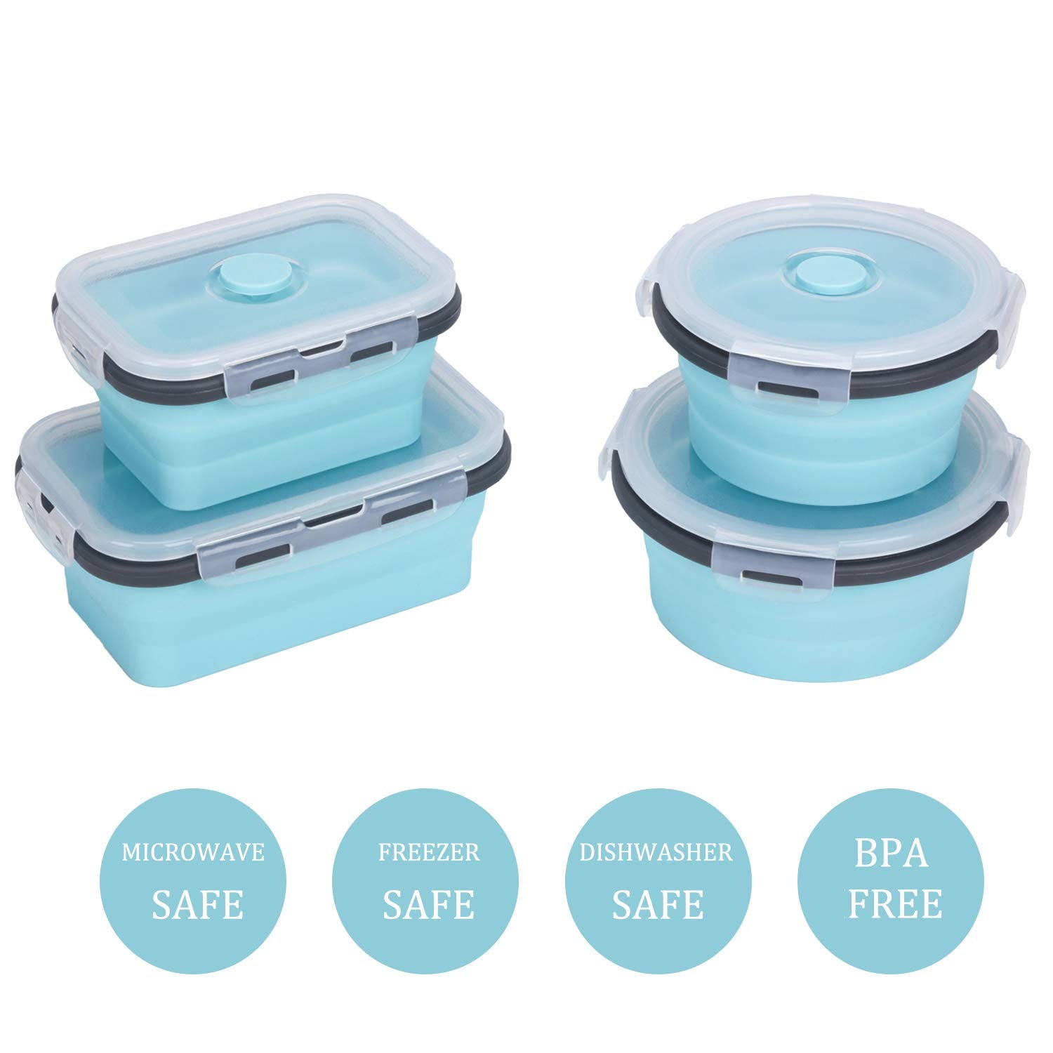 KUON collapsible 350ml square container folded for easy stacking.