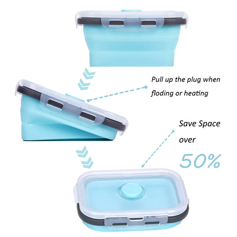 KUON collapsible 500ml round container unfolded for leftovers.