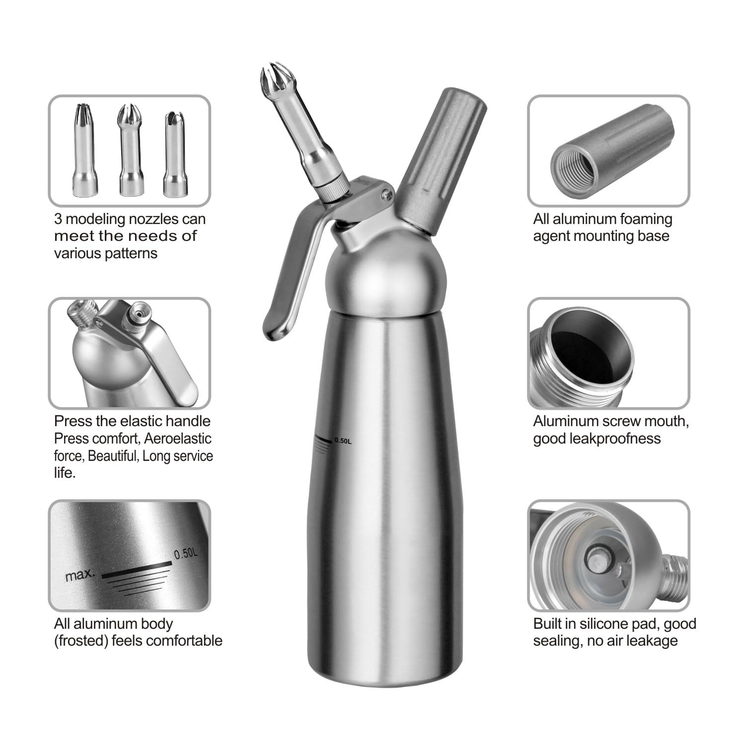 Kupadio professional nozzle set enables varied dessert toppings and decorative effects.