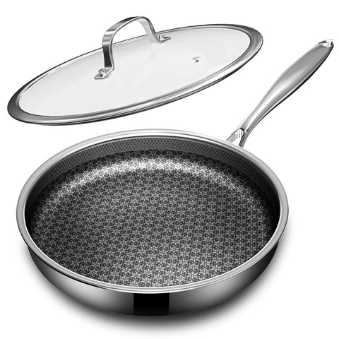 KURRUNGIE nonstick frying pan with lid 10 inch for easy daily meals