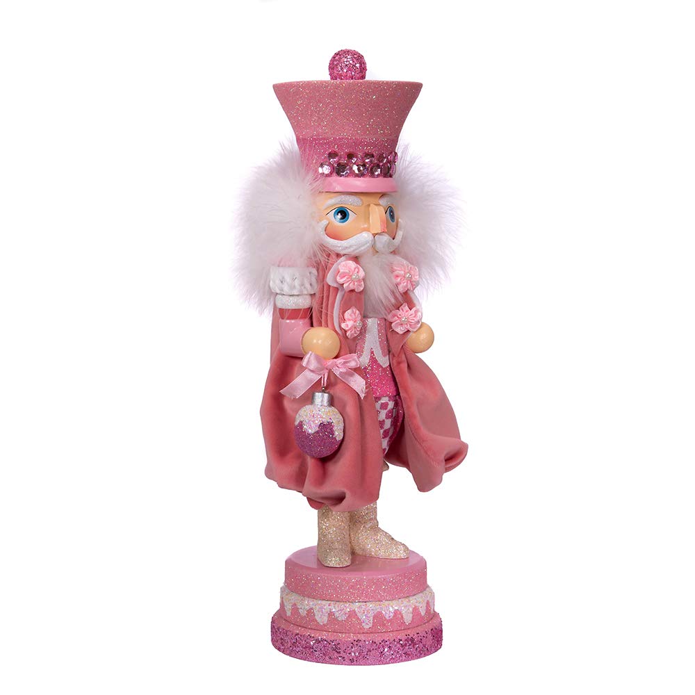 Kurt S. Adler 15-inch Hollywood Pink Sweet Soldier Nutcracker with jeweled hat for festive sparkle.