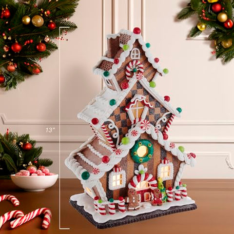 Kurt S. Adler decoration ideas for mantel or shelf with this gingerbread house