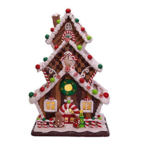 Kurt S. Adler gingerbread house three-story design adds multi-level visual interest to holiday displays