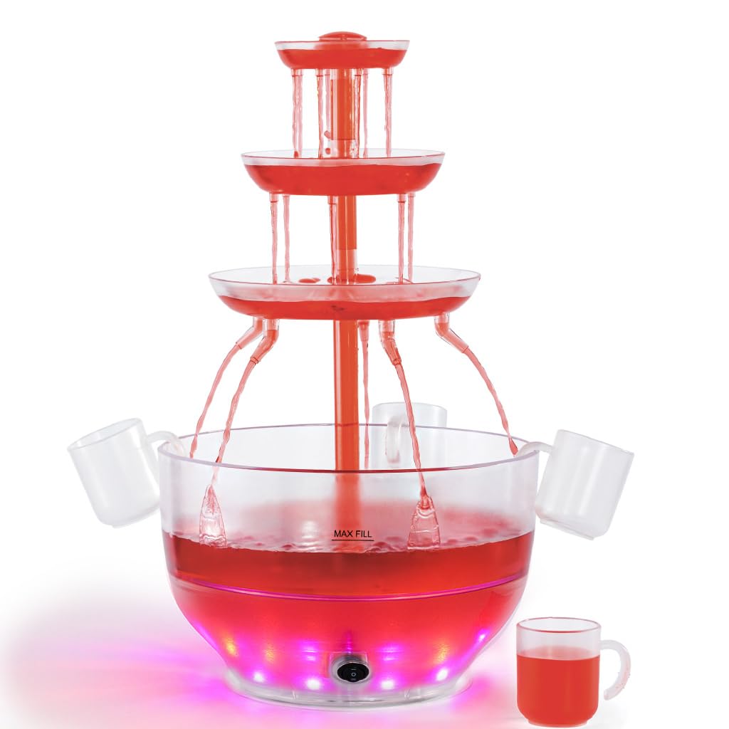 Kusini drink fountain with illuminated base creates a sparkling centerpiece for gatherings.