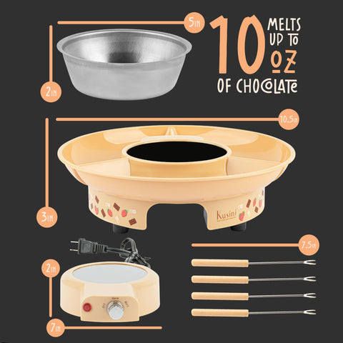 Kusini fondue pot detachable tray with three sections keeps serving organized.