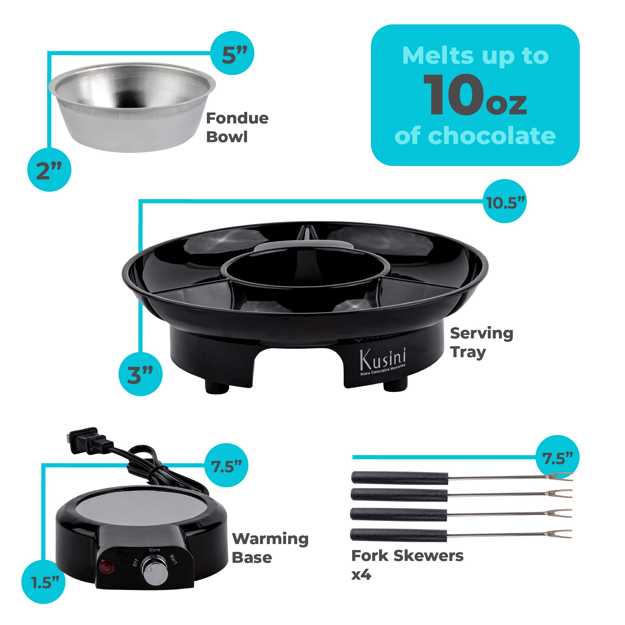 Kusini fondue pot detachable tray keeps serving neat and organized