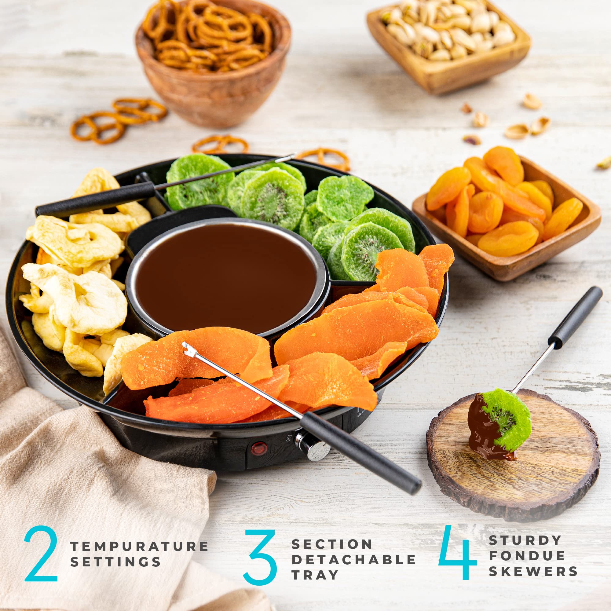 Kusini fondue pot four skewers ready for dipping your favorites