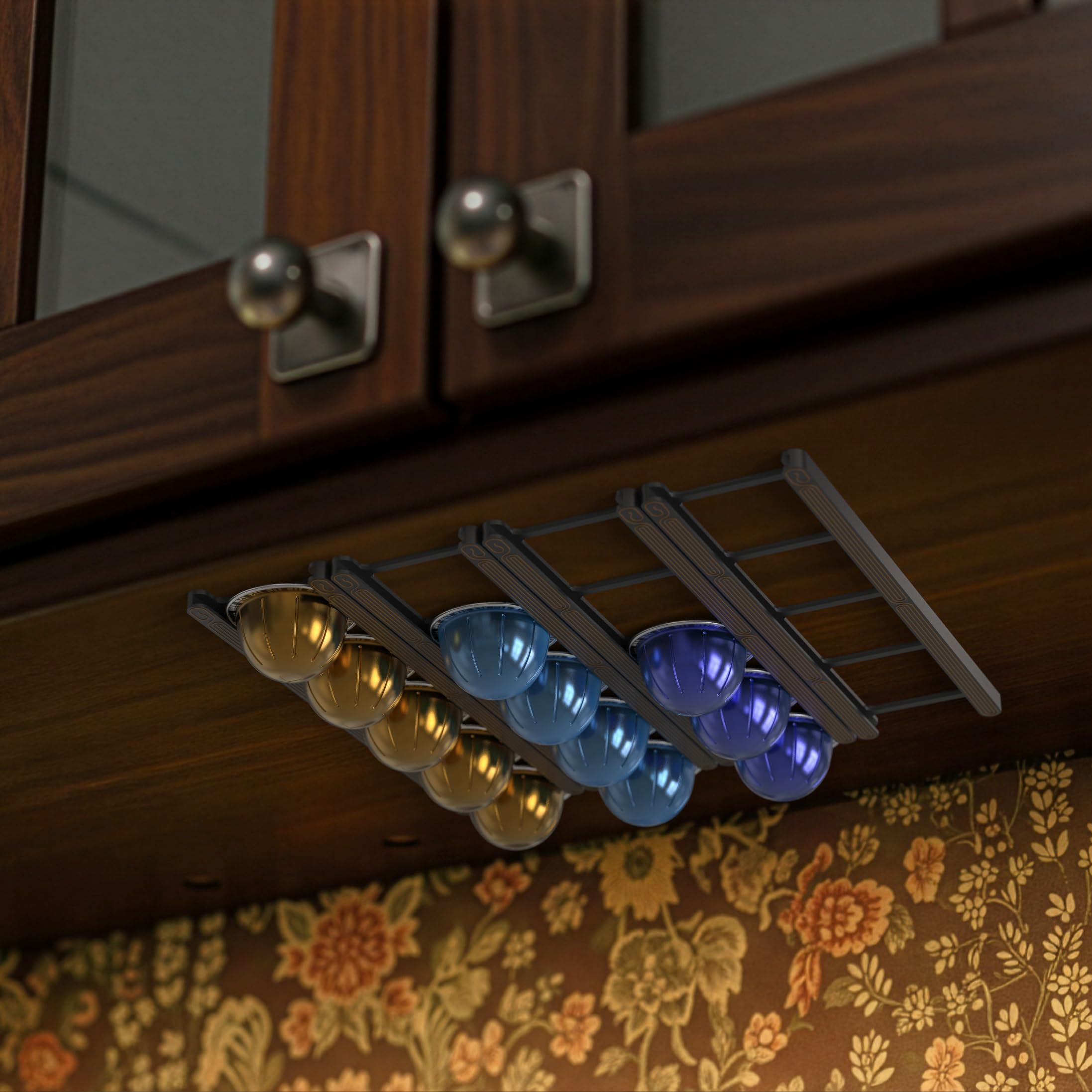 KUSOVILI four-section ladder-style display for flexible pod arrangement.