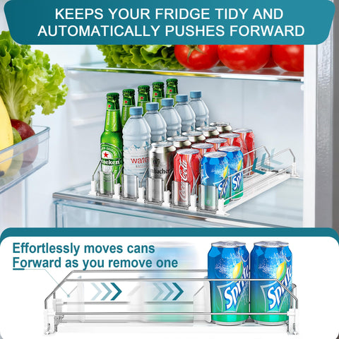 KUUKIKV fridge drink dispenser with automatic pusher keeps beverages easy to grab