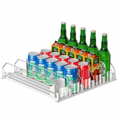 KUUKIKV upgraded fridge organizer with five rows stores up to 25 cans neatly