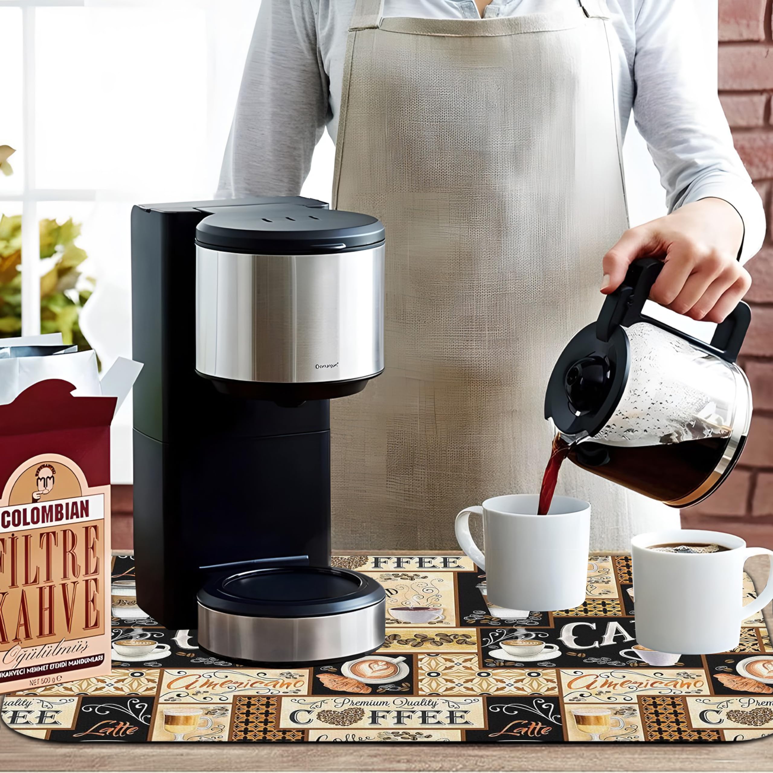 Kuyig Home Fun Coffee Mat easy-clean surface dries quickly after spills