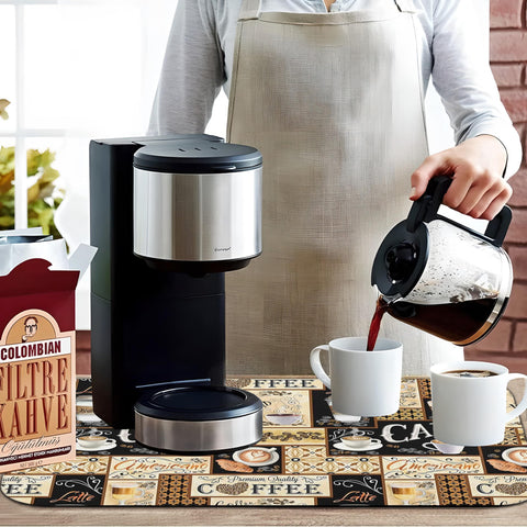 Kuyig Home Fun Coffee Mat easy-clean surface dries quickly after spills