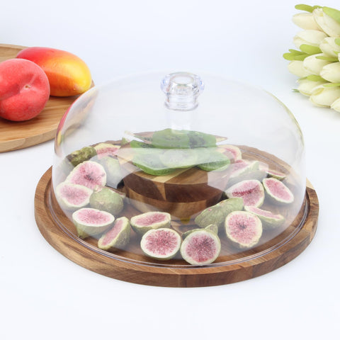 KVMORZE acrylic round cake stand dome enhances tray presentation for special occasions.