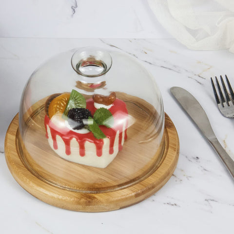 KVMORZE dome tray shows 2-in-1 use for snacks or desserts.