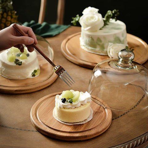 KVMORZE glass dessert dome on a tray for upscale presentation.