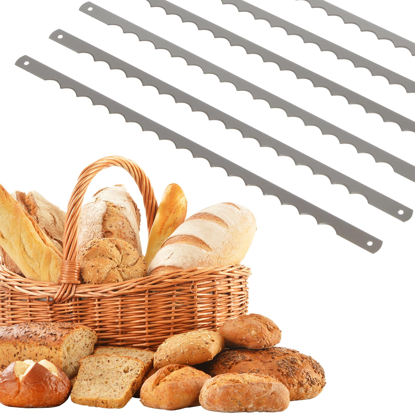 KVMORZE serrated bread blade, 10.8 inches, ideal crusty loaf cuts.