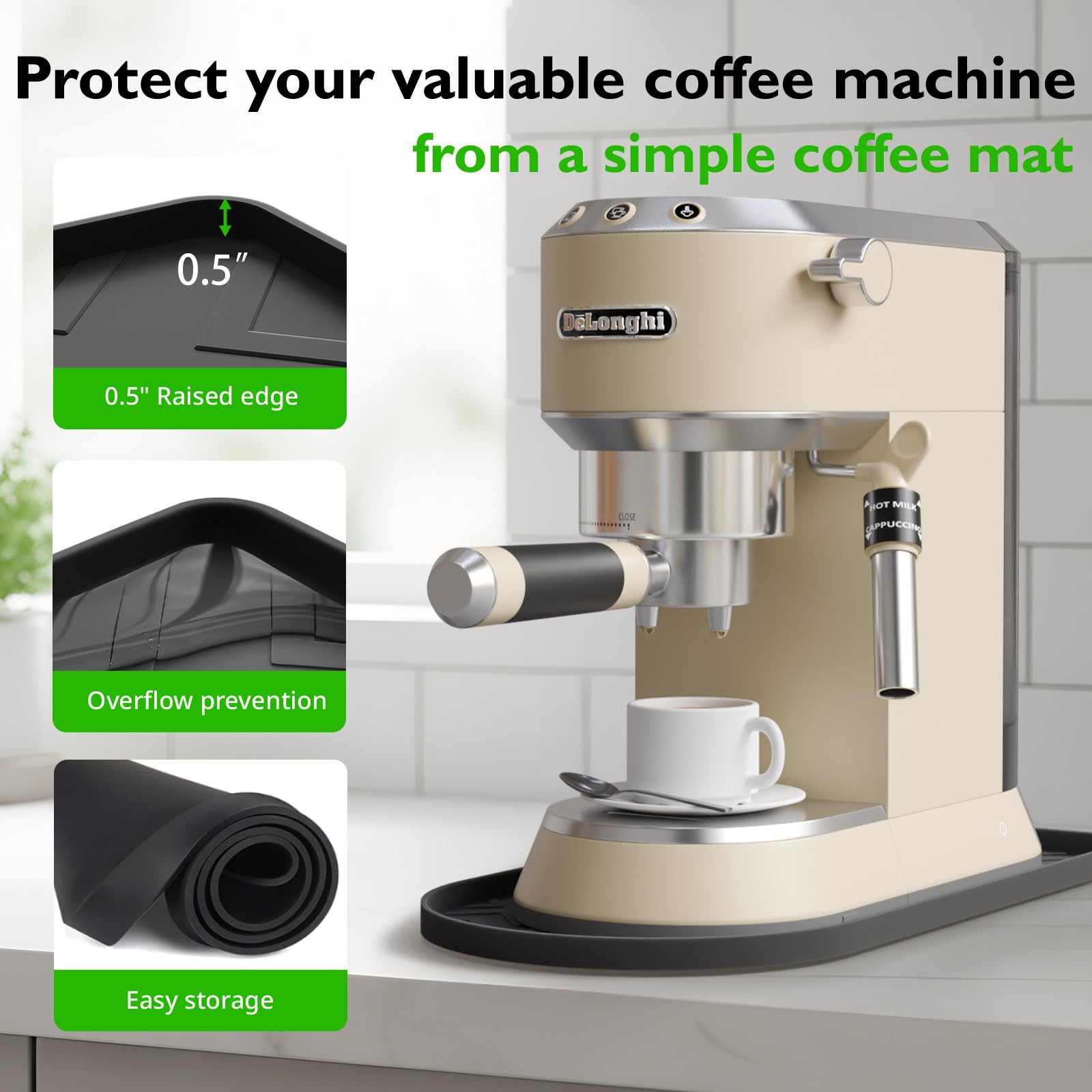 KVRG coffee mat BPA-free and odor-free for daily use.