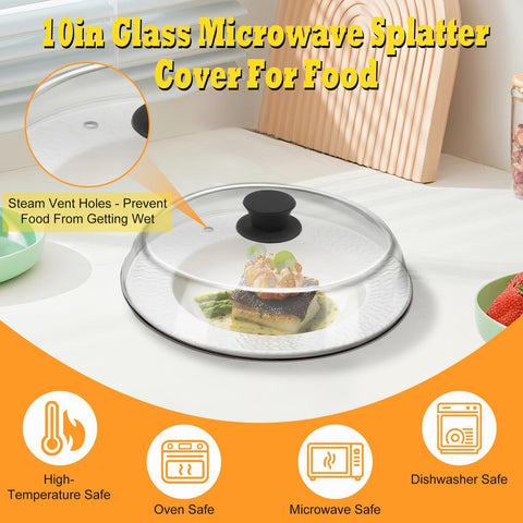 KVZKVZ glass microwave lid with vent holes keeping steam controlled.
