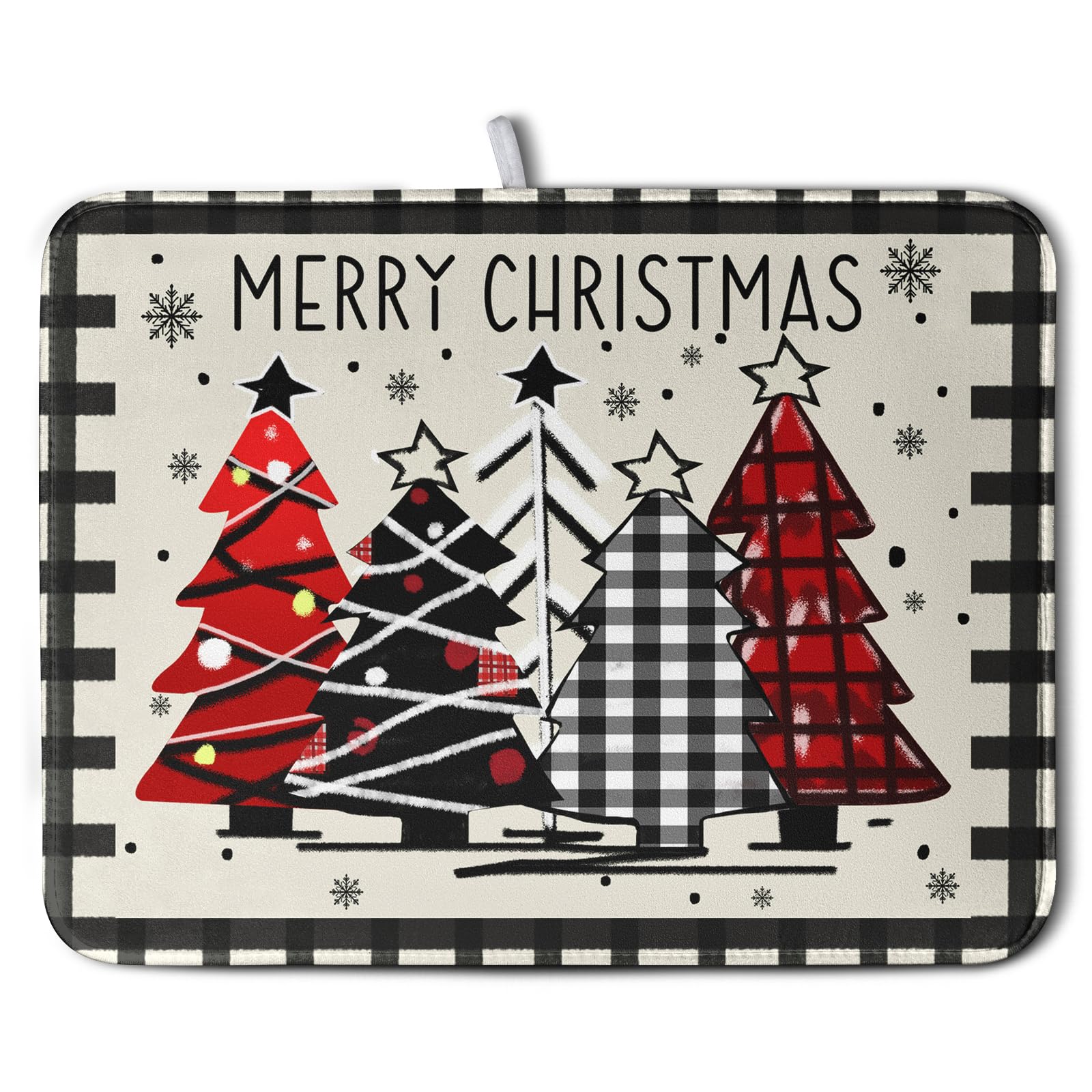 Kwlegh Christmas Trees dish mat with festive print absorbs water quickly for busy kitchens
