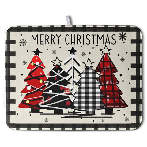 Kwlegh Christmas Trees dish mat with festive print absorbs water quickly for busy kitchens