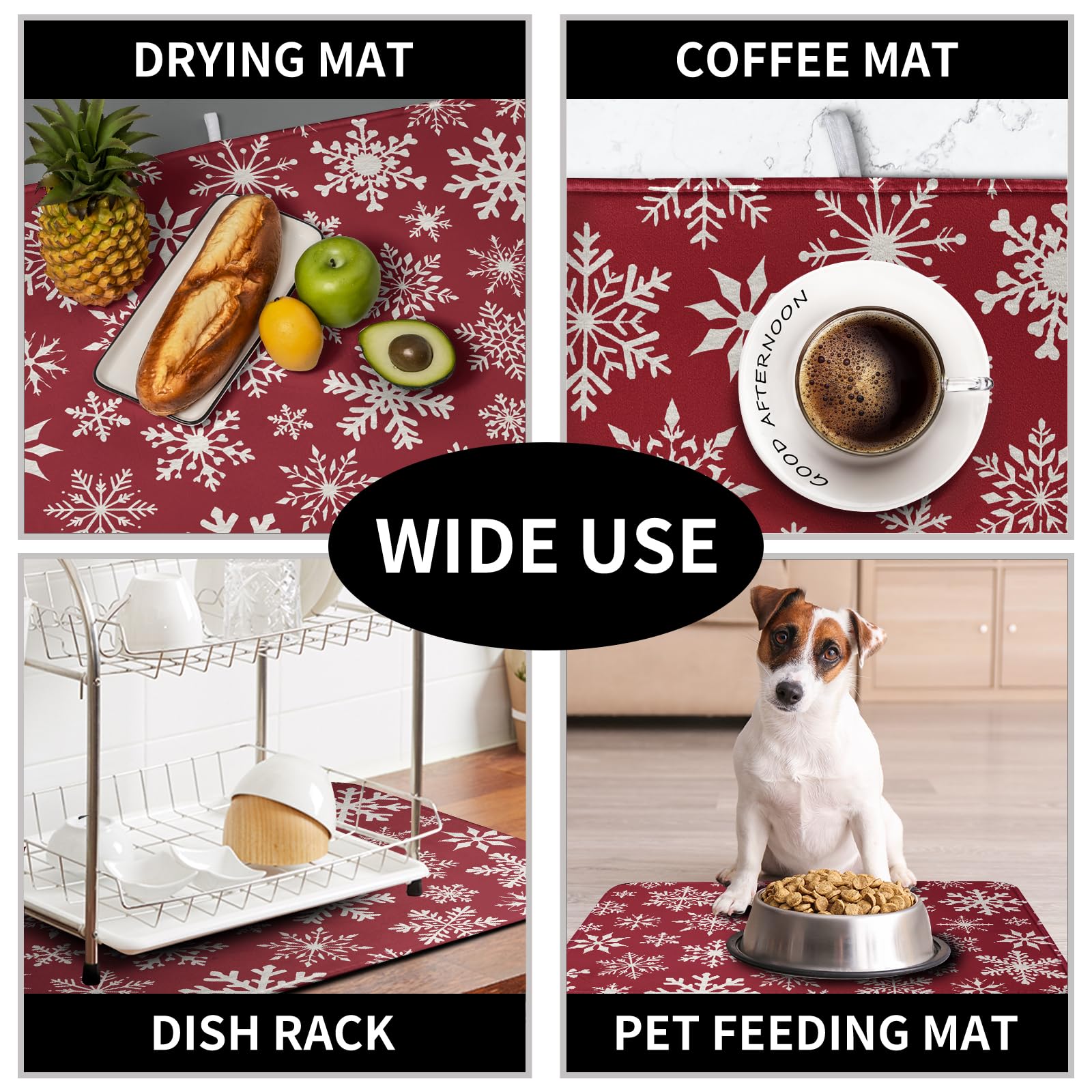 Kwlegh festive red-and-white kitchen pattern adds seasonal decor and practicality.