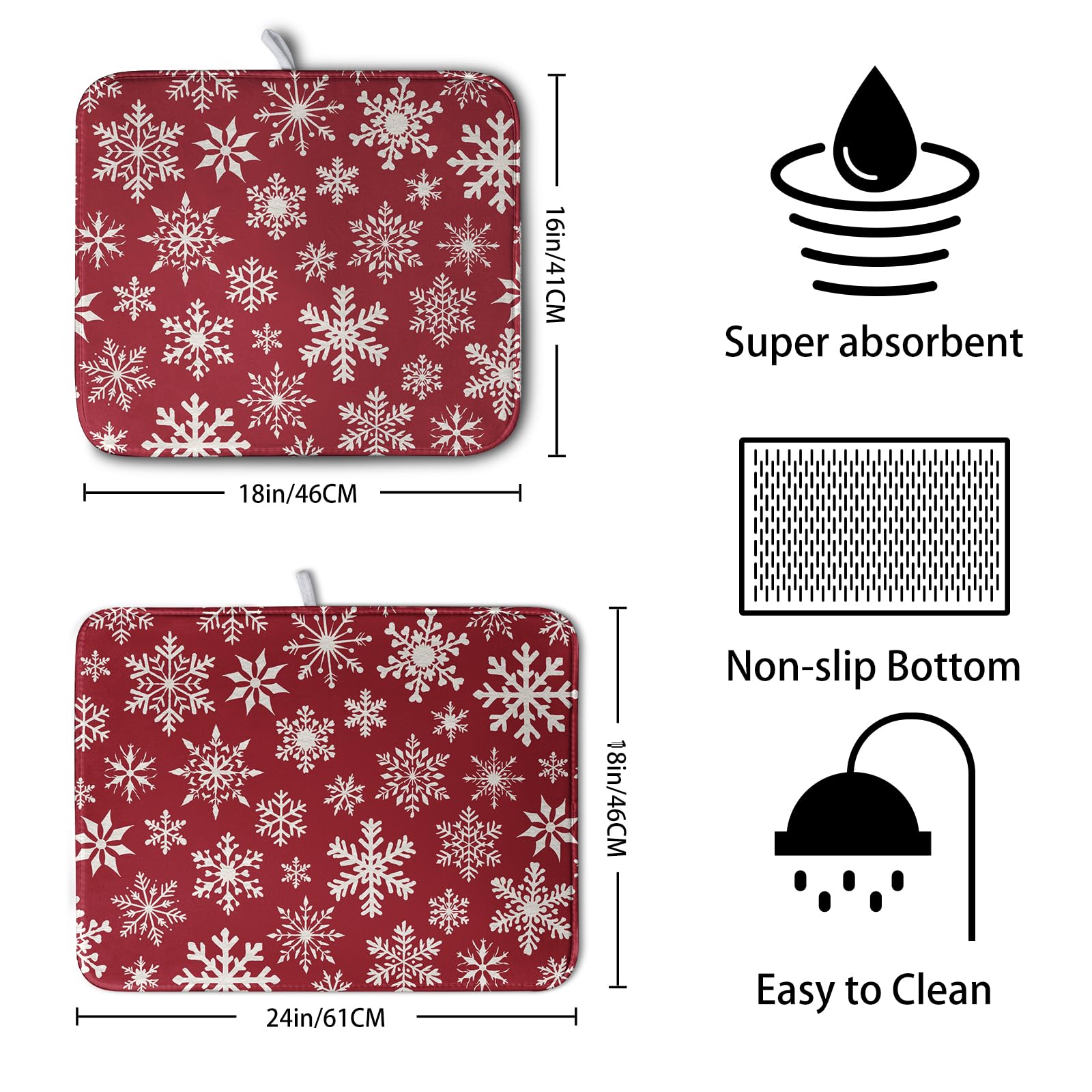 Kwlegh drying mat with non-slip bottom keeps surface stable on counters.