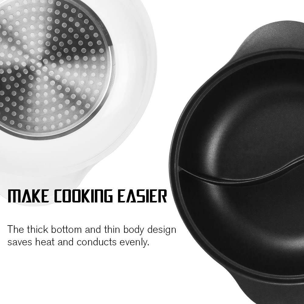 Kxuhivc hot pot S-shaped divider keeps flavors separate with overflow prevention.