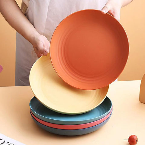 Stackable KY KANGYUN wheat straw plates saving kitchen storage space