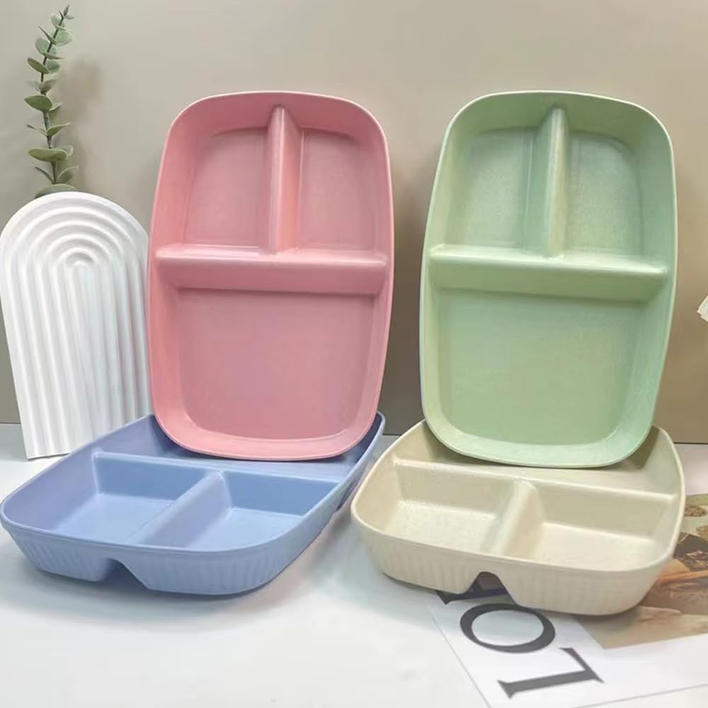 K Y KANGYUN divided plate with three compartments keeps meals separate for better portions.