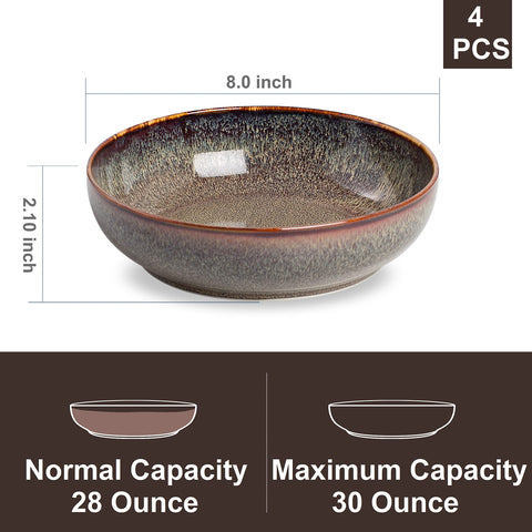 KYBSCZ ceramic pasta serving bowls with bright glaze for easy portioning and serving.