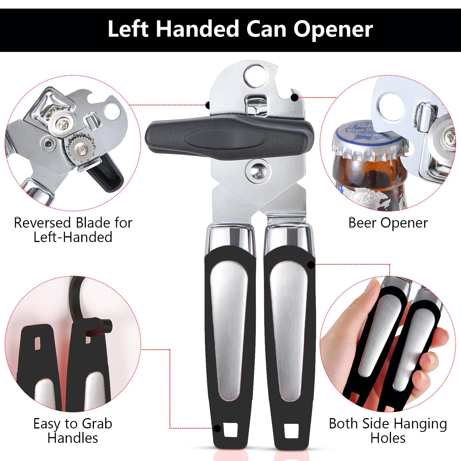 KYDLLF left-handed bottle opener in black for effortless cap removal