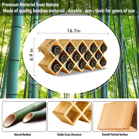 Kylinbigda bamboo spice rack 18 slots keeps spices organized and accessible.