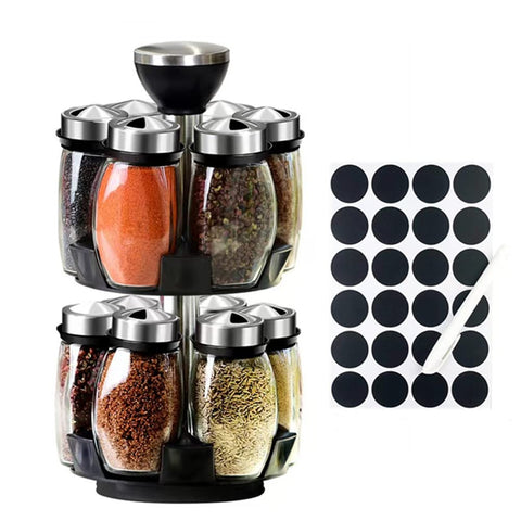 Kylinbigda revolving spice rack base on a clean countertop, compact and accessible.