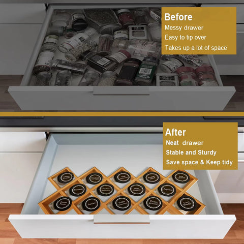 Kylinbigda freestanding spice rack keeps jars neatly arranged and ready for cooking.