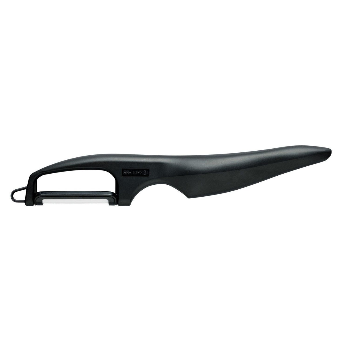 Kyocera advanced ceramic vertical double-edge blade peeler showing precision for effortless peeling