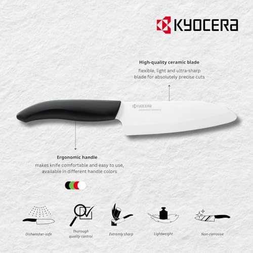 KYOCERA paring knife with white blade close-up showing razor-like precision