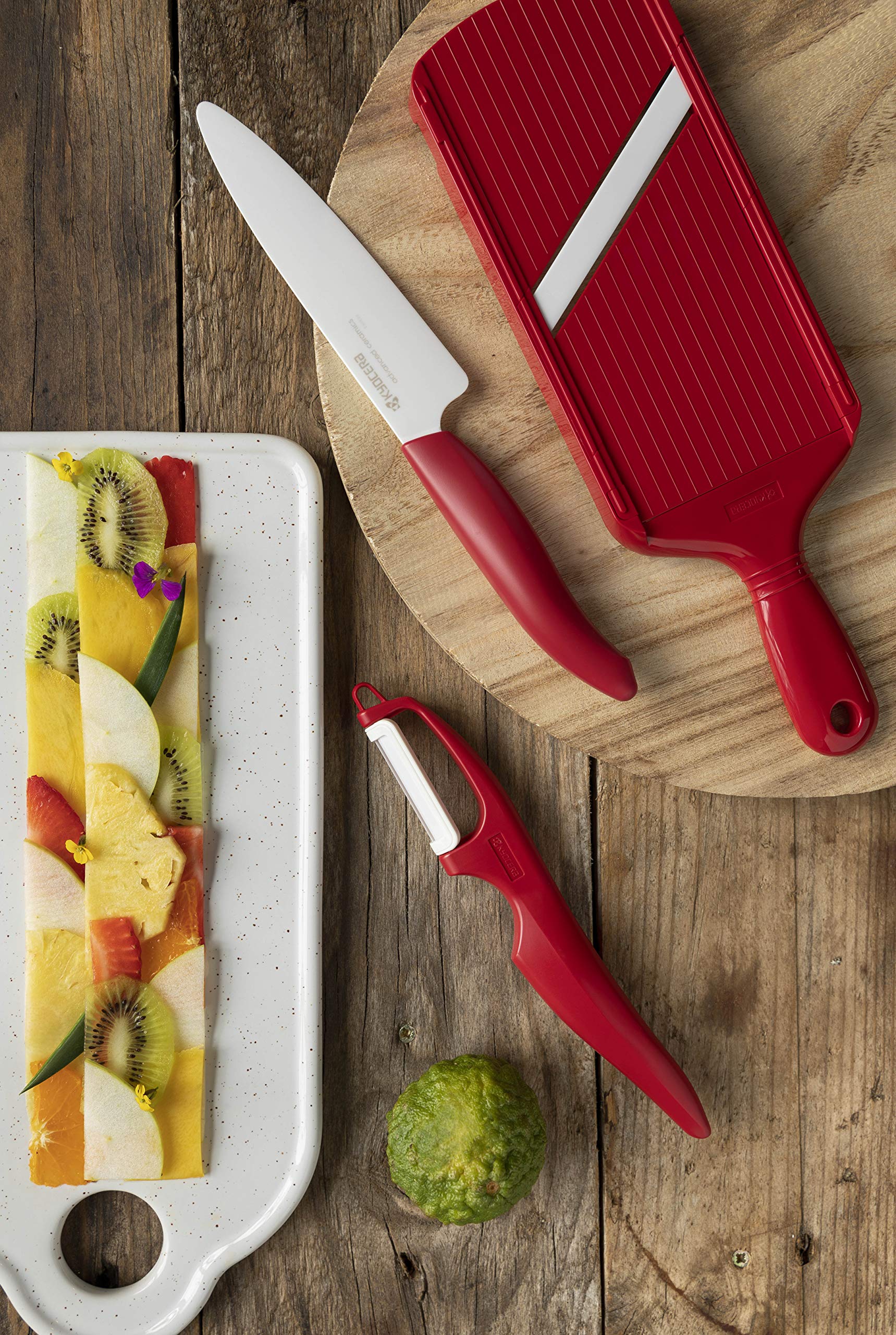 Kyocera ergonomic handle shows comfortable grip for left or right-handed use