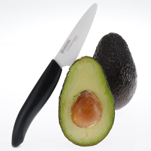 KYOCERA Revolution 3-inch paring knife with black handle delivering comfortable, fatigue-free kitchen tasks.