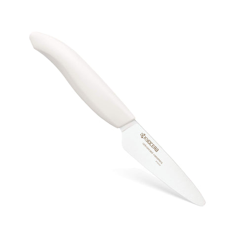Kyocera Revolution 3in paring knife handle provides ergonomic grip for precise prep.