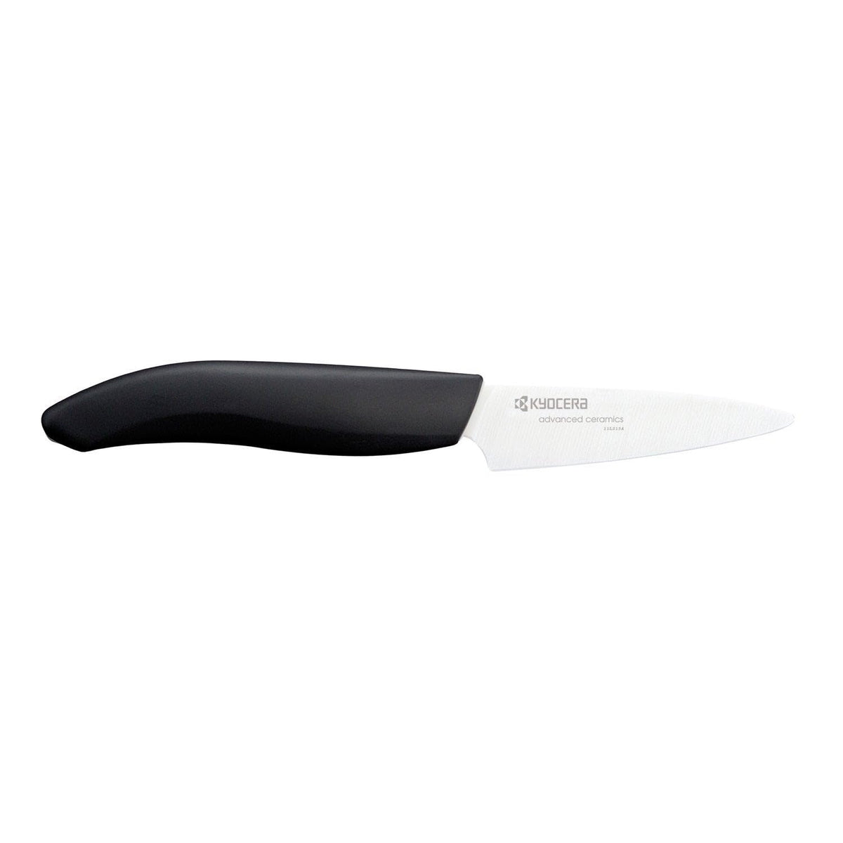 KYOCERA Revolution 3-inch paring knife with white blade for precise fruit prep and vegetable trimming.