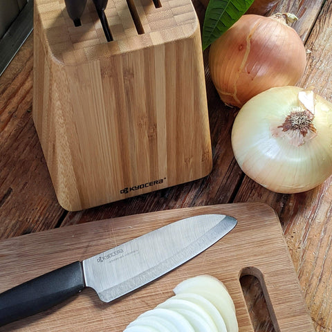Kyocera Revolution Santoku knife ideal for daily fruit and vegetable prep.