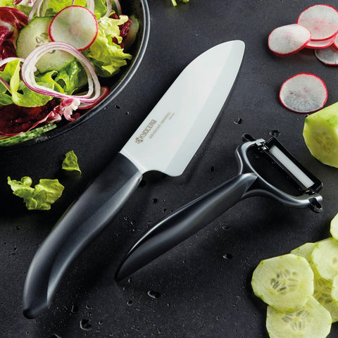 KYOCERA Y-Peeler care cleaning demonstrates quick rinse and dry maintenance