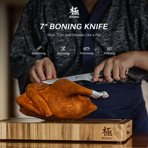 KYOKU boning knife with G10 handle for durable, comfortable grip.