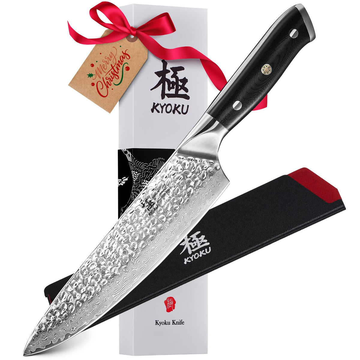 KYOKU Chef Knife 8-Inch VG10 Damascus blade for precise slicing and durability.