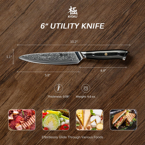 KYOKU hammer-beaten tang base adds style and reduces sticking during prep.