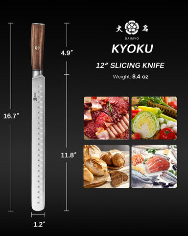 12-inch blade glides through roasts and briskets for effortless portioning.