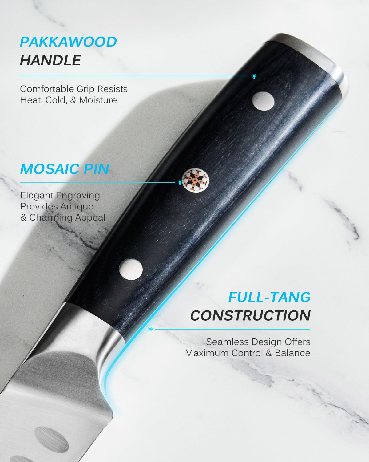 KYOKU dimpled blade reduces sticking for smoother slicing.
